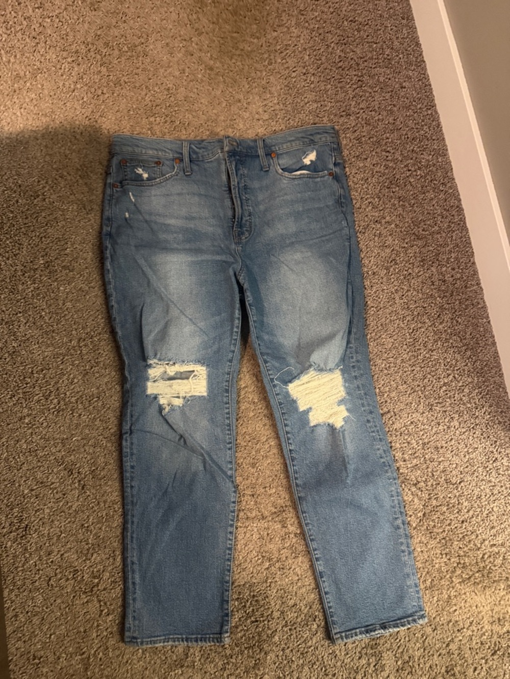Madewell Light Blue Distressed Boyfriend Jeans